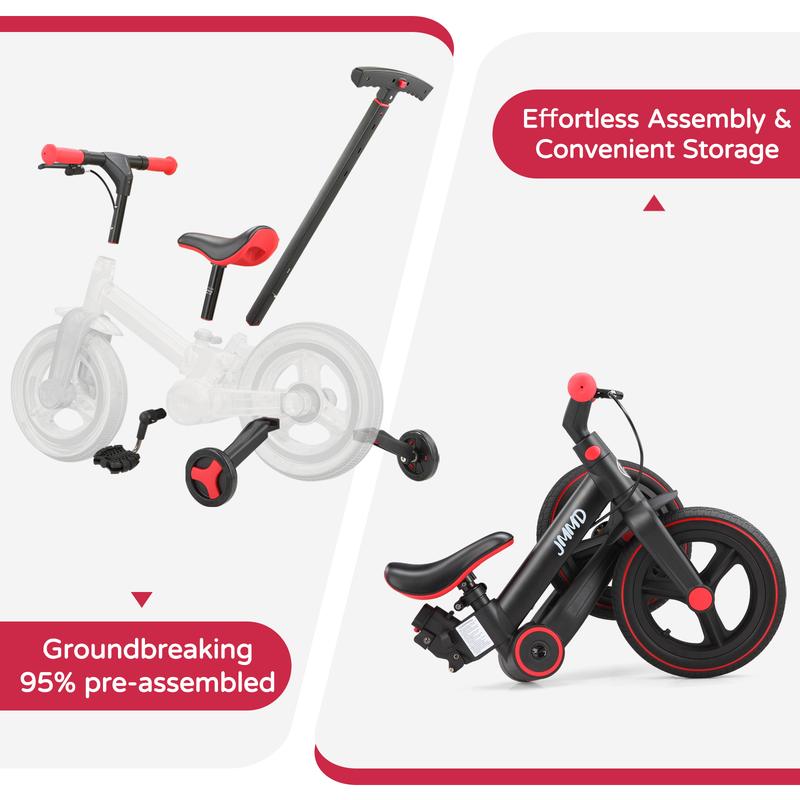 Bicicleta infantil 6 en 1 para niños de 18-60 meses, con pedales, ruedas de apoyo y manija. Perfecta para regalo.