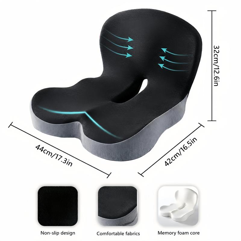 Cojín de asiento de espuma viscoelástica antideslizante, con funda suave al tacto, cremallera para retirar y lavar fácilmente, soporte lumbar para hogar, oficina, automóvil y exteriores. Ideal para aliviar molestias al conducir largas distancias.