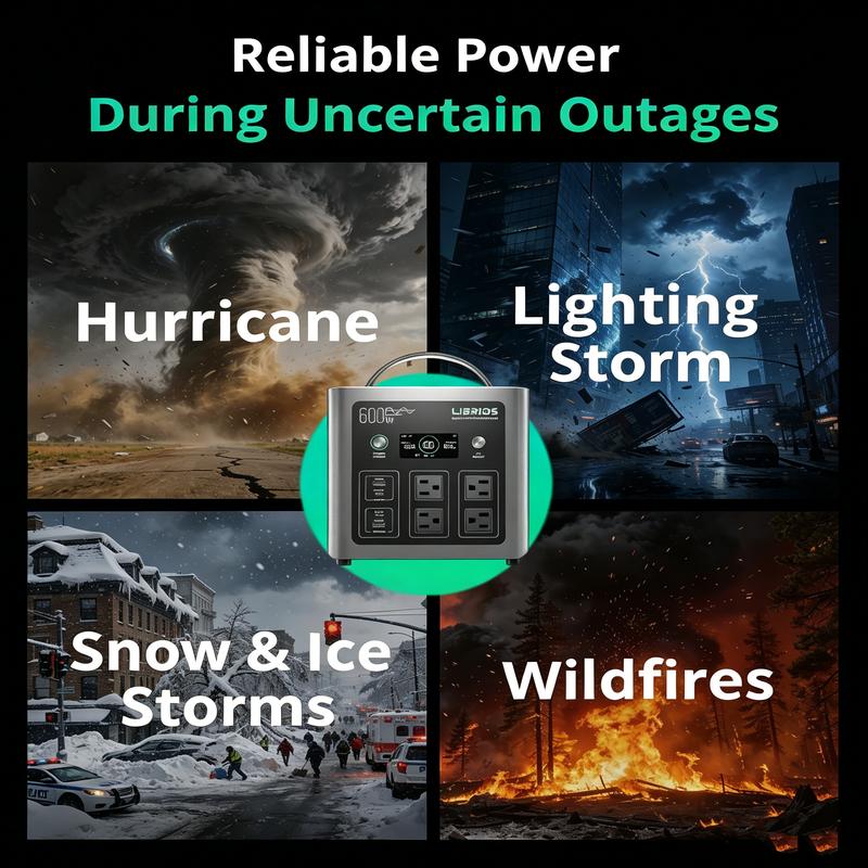 Estación de energía portátil para respaldo en casa, camping y emergencias, batería LiFePO4 de 640Wh, generador solar con 8 puertos, carga ultrarrápida de 0 a 80% en 1 hora, fuente de energía recargable ideal para viajes en RV y cortes de luz.