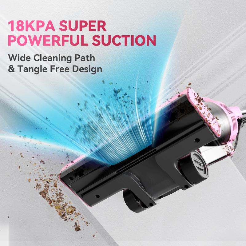Aspiradora vertical con cable de 600W, succión de 15 kPa, diseño ultraligero y sin bolsa, se convierte en aspiradora de mano, ideal para pisos duros, pelo de mascotas, automóvil y limpieza del hogar.