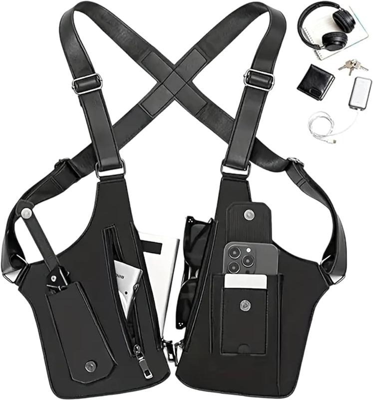 Bolso bandolera de cuero premium para hombre y mujer, con diseño antirrobo, compartimento para celular y artículos esenciales, ideal para ciclismo, senderismo, viajes y uso diario al aire libre.