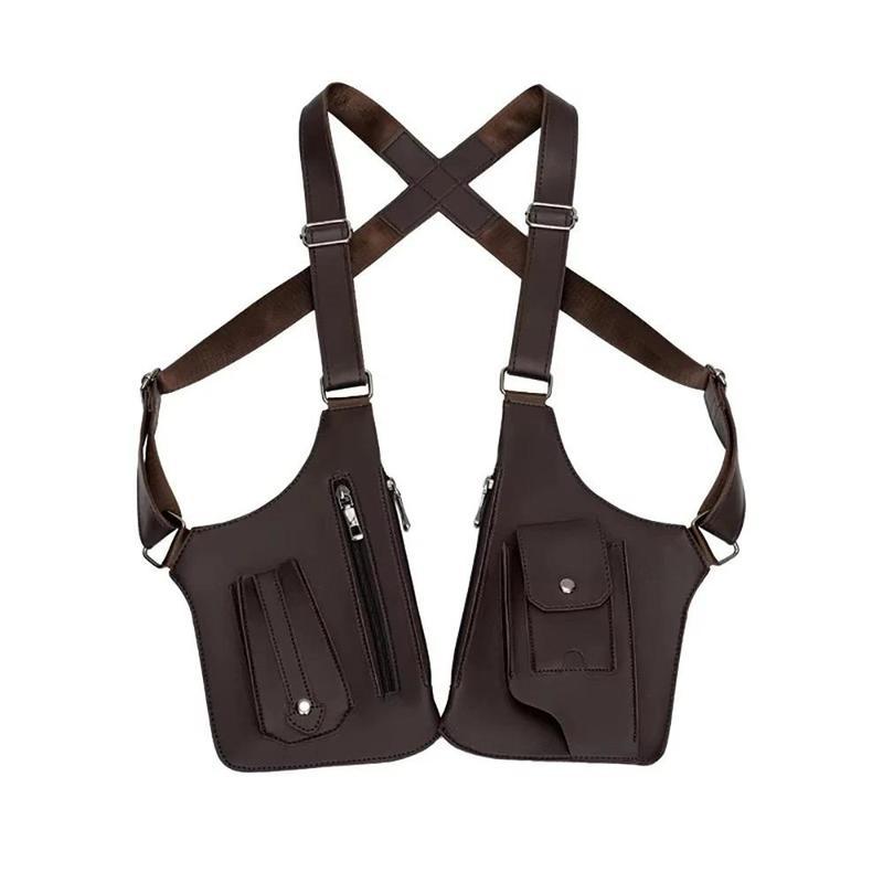 Bolso bandolera de cuero premium para hombre y mujer, con diseño antirrobo, compartimento para celular y artículos esenciales, ideal para ciclismo, senderismo, viajes y uso diario al aire libre.