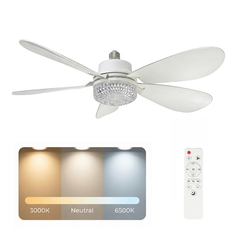 Ventilador de Techo con Luz LED Bentech, 5 Aspas de Madera, Bombilla Base E26, Control Remoto, 3 Tonos de Luz 3000K-6500K, Ventilador Lampara Regulable para Dormitorio Sala Cocina