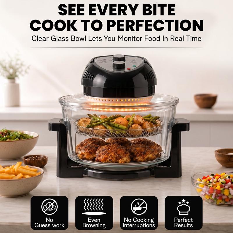 Freidora de aire extragrande de 16 cuartos, cocina crujiente sin aceite para preparar comidas más saludables.