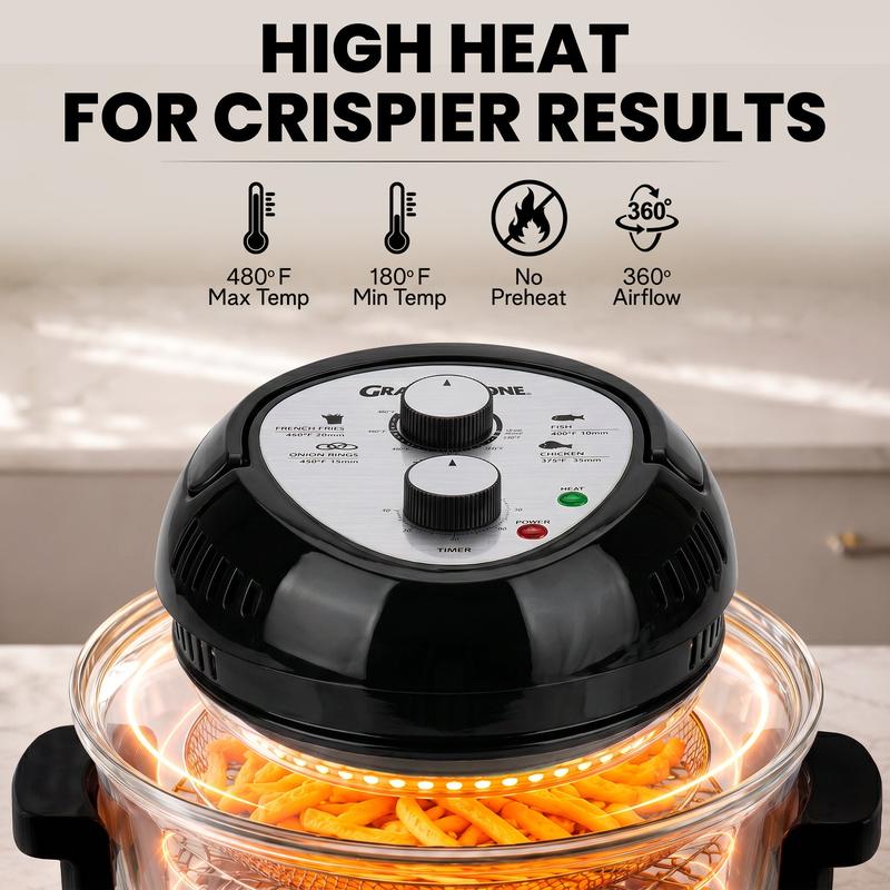 Freidora de aire extragrande de 16 cuartos, cocina crujiente sin aceite para preparar comidas más saludables.