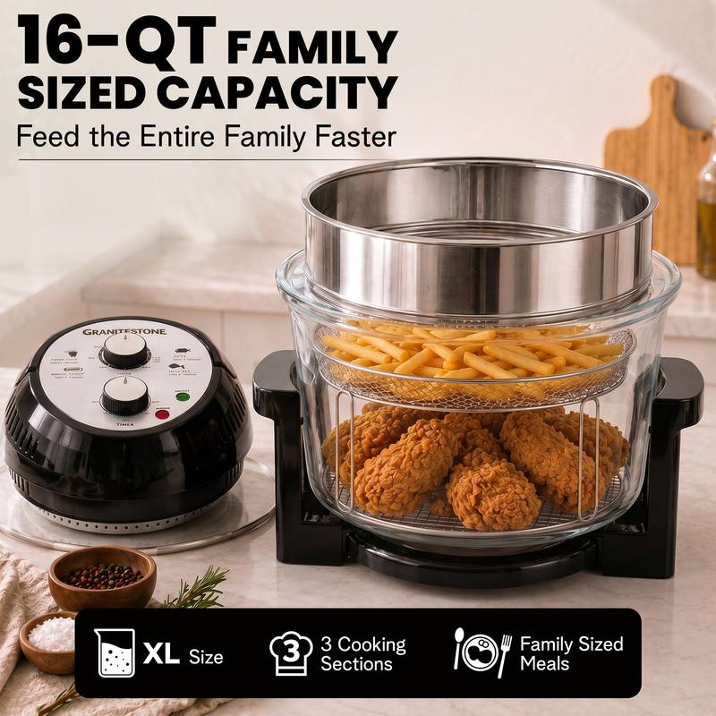 Freidora de aire extragrande de 16 cuartos, cocina crujiente sin aceite para preparar comidas más saludables.