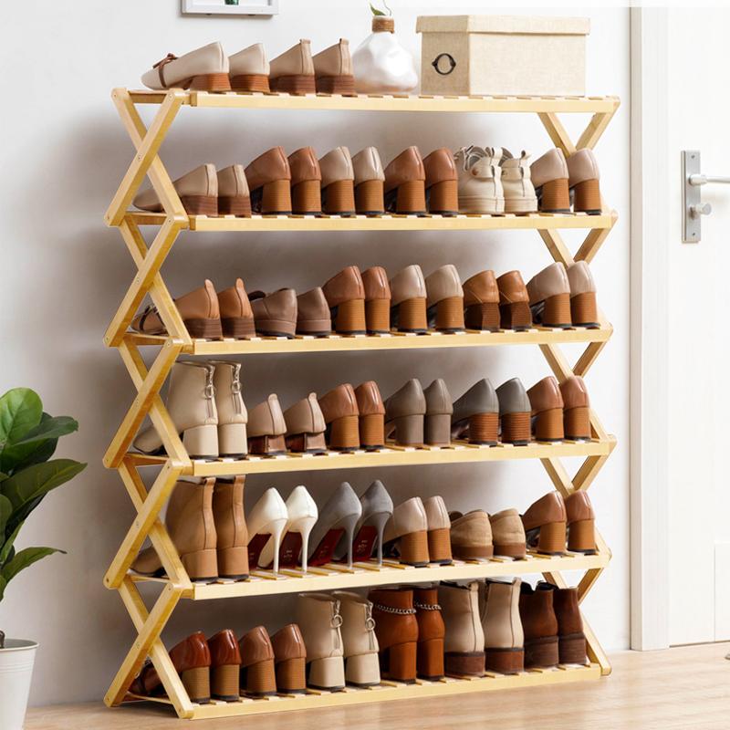 Zapatero Organizador Zapatos Bamboo 6 Niveles Almacenamiento 82x68x20cm