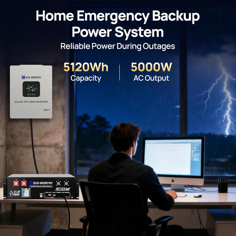 Estación de energía portátil recargable LiFePO4 de 5120 Wh con inversor de CA de 5000 W, carga rápida en 1 o 2.5 horas, conexión Bluetooth y WiFi, ideal para respaldo de energía en el hogar y emergencias.