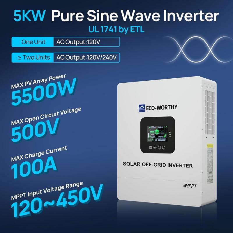 Estación de energía portátil recargable LiFePO4 de 5120 Wh con inversor de CA de 5000 W, carga rápida en 1 o 2.5 horas, conexión Bluetooth y WiFi, ideal para respaldo de energía en el hogar y emergencias.