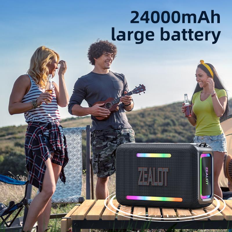 Altavoz portátil inalámbrico de 120 W con Bluetooth, sonido de alta fidelidad, luces RGB, resistencia al agua IPX6, batería de 24000 mAh, compatible con TWS, USB, TF, AUX y teléfonos inteligentes por Bluetooth. Ideal para fiestas, camping, automóvil, hoga