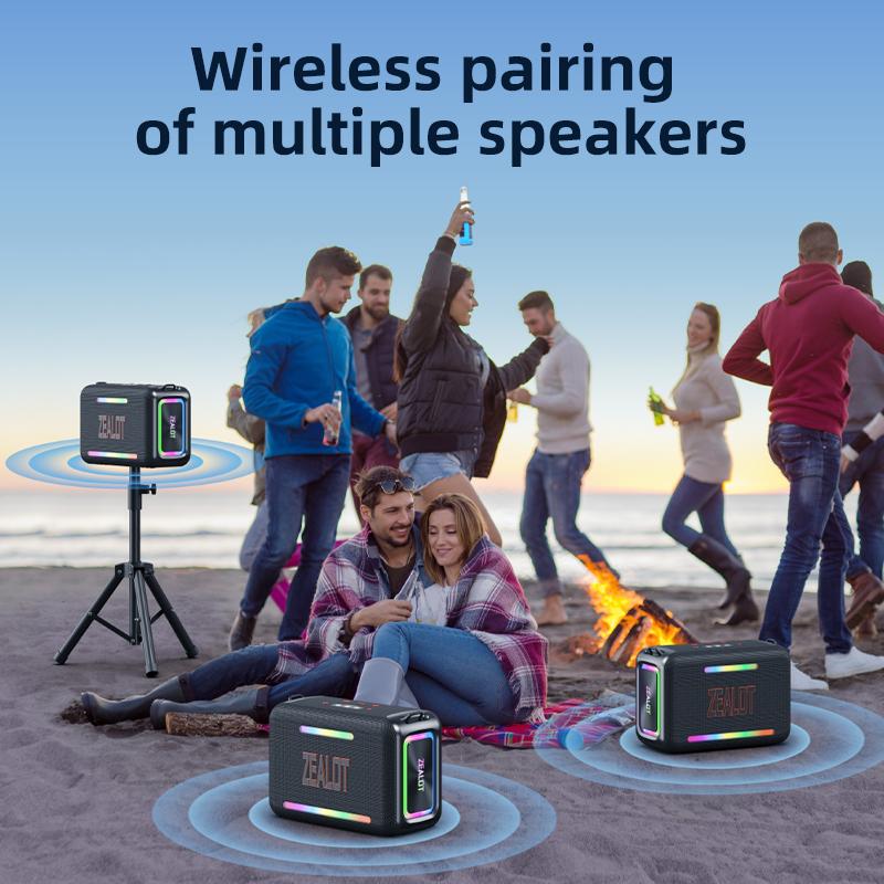 Altavoz portátil inalámbrico de 120 W con Bluetooth, sonido de alta fidelidad, luces RGB, resistencia al agua IPX6, batería de 24000 mAh, compatible con TWS, USB, TF, AUX y teléfonos inteligentes por Bluetooth. Ideal para fiestas, camping, automóvil, hoga
