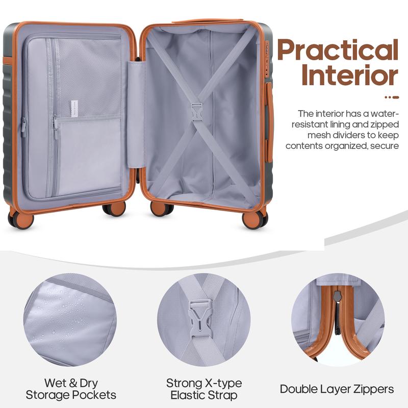 Juego de maletas de 3 piezas con maleta de cabina de 20", ruedas giratorias, carcasa rígida de policarbonato, cerradura TSA y mochila de viaje, resistente e ideal para hombre.