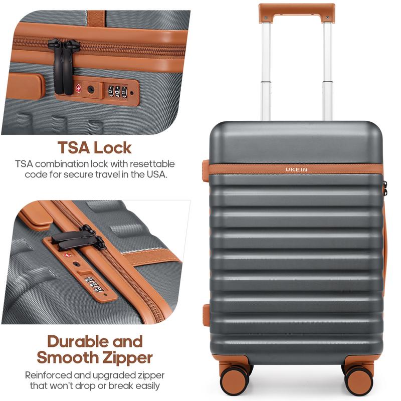Juego de maletas de 3 piezas con maleta de cabina de 20", ruedas giratorias, carcasa rígida de policarbonato, cerradura TSA y mochila de viaje, resistente e ideal para hombre.