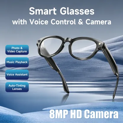 Lentes inteligentes con cámara y Bluetooth para foto, video y traducción compatibles con iPhone y Android