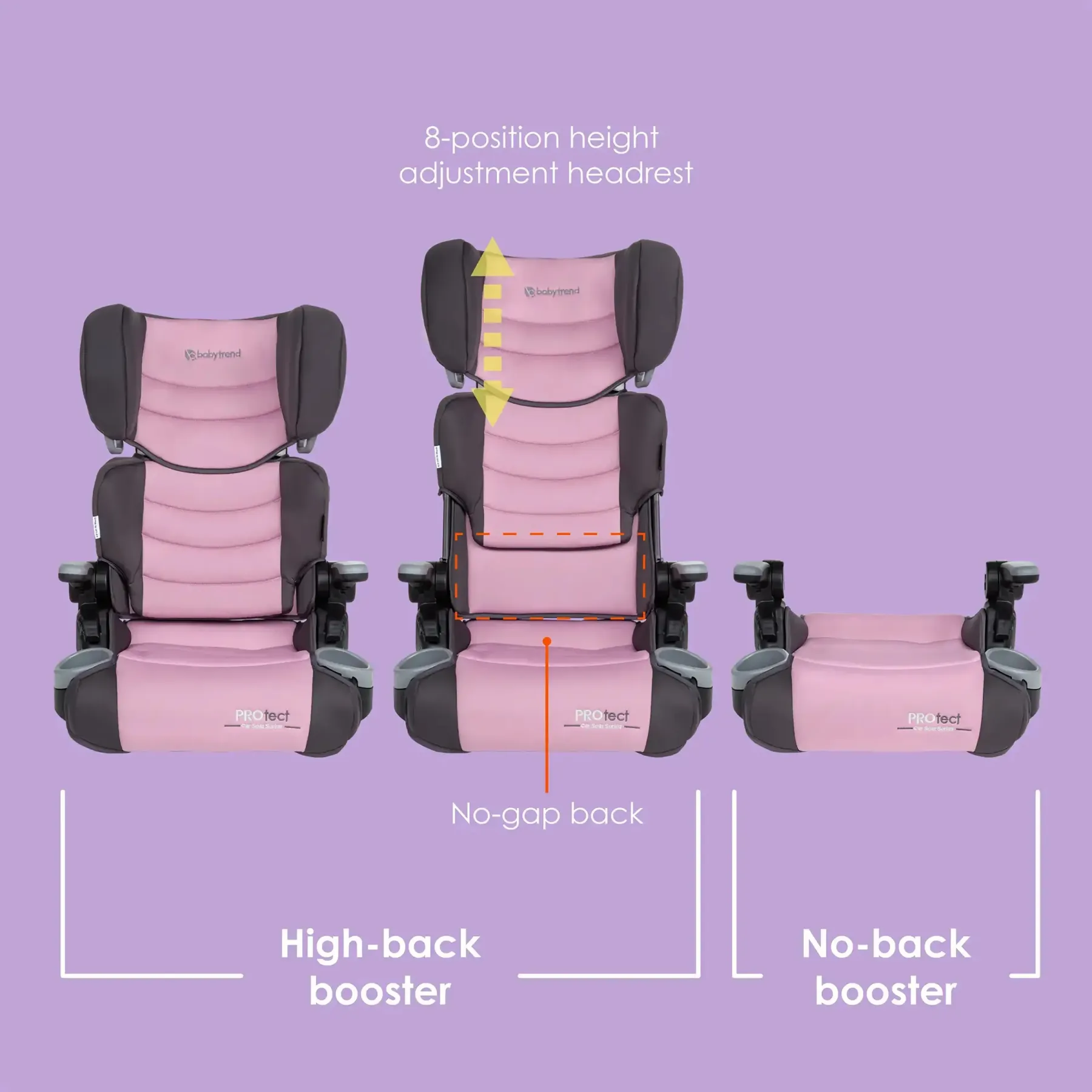 Asiento elevador para auto 2 en 1 ligero y plegable para niños con protección lateral