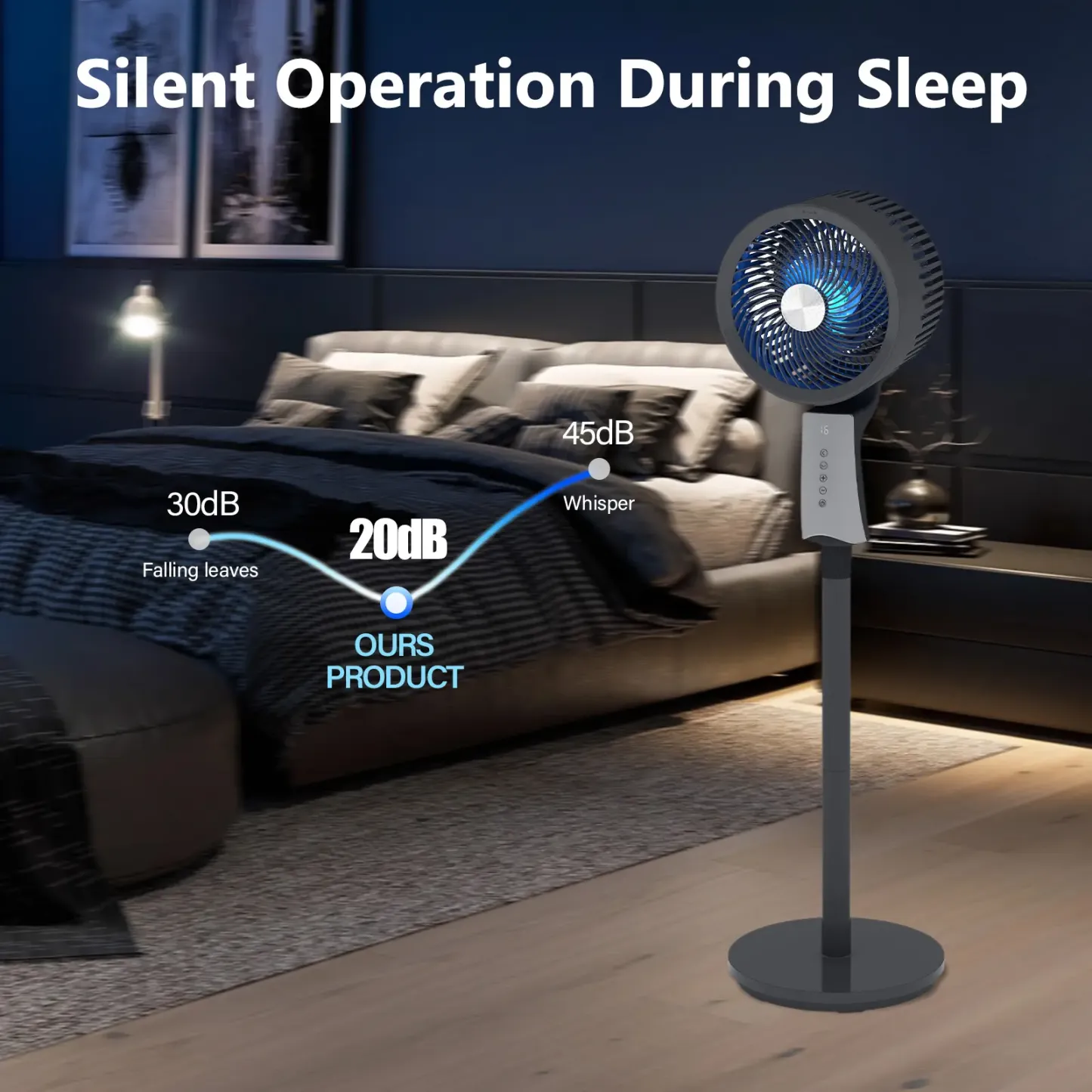Ventilador de pedestal de alta velocidad con control remoto, 32 velocidades, 3 modos y temporizador 12H