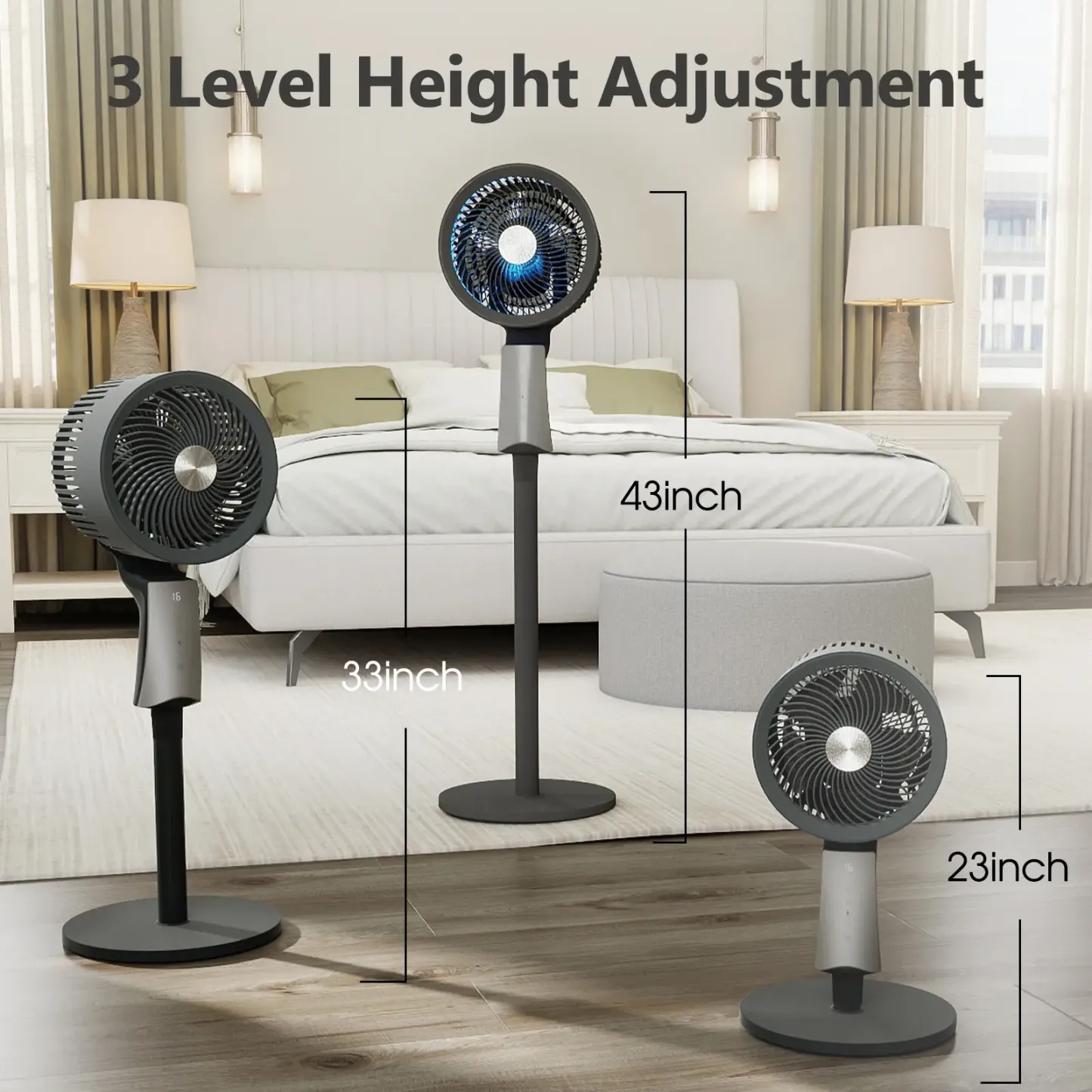 Ventilador de pedestal de alta velocidad con control remoto, 32 velocidades, 3 modos y temporizador 12H