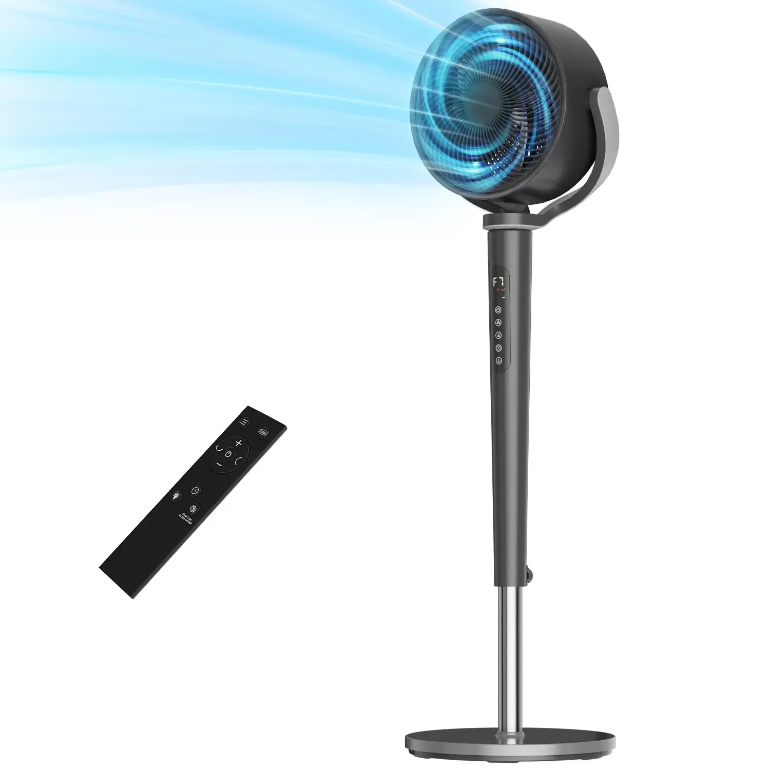 Ventilador de pedestal de alta velocidad con control remoto, 32 velocidades, 3 modos y temporizador 12H