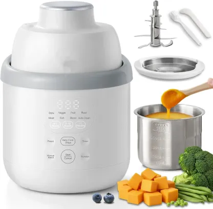 Procesador de alimentos para bebé de acero inoxidable, vaporera y licuadora todo en uno, cocina y tritura automáticamente, para purés caseros saludables, libre de BPA