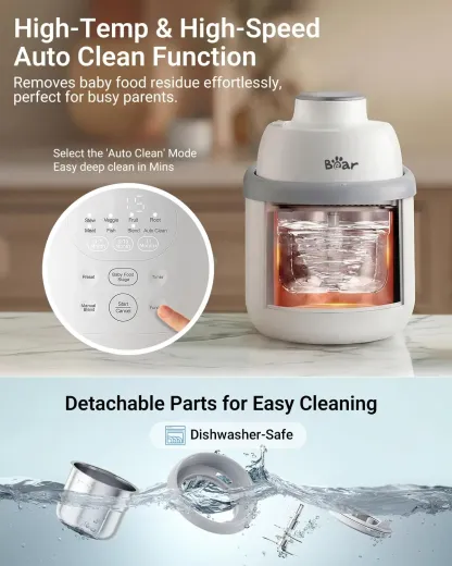 Procesador de alimentos para bebé de acero inoxidable, vaporera y licuadora todo en uno, cocina y tritura automáticamente, para purés caseros saludables, libre de BPA