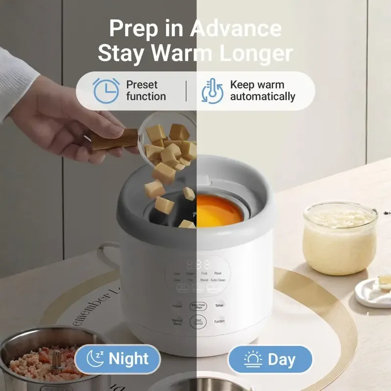 Procesador de alimentos para bebé de acero inoxidable, vaporera y licuadora todo en uno, cocina y tritura automáticamente, para purés caseros saludables, libre de BPA