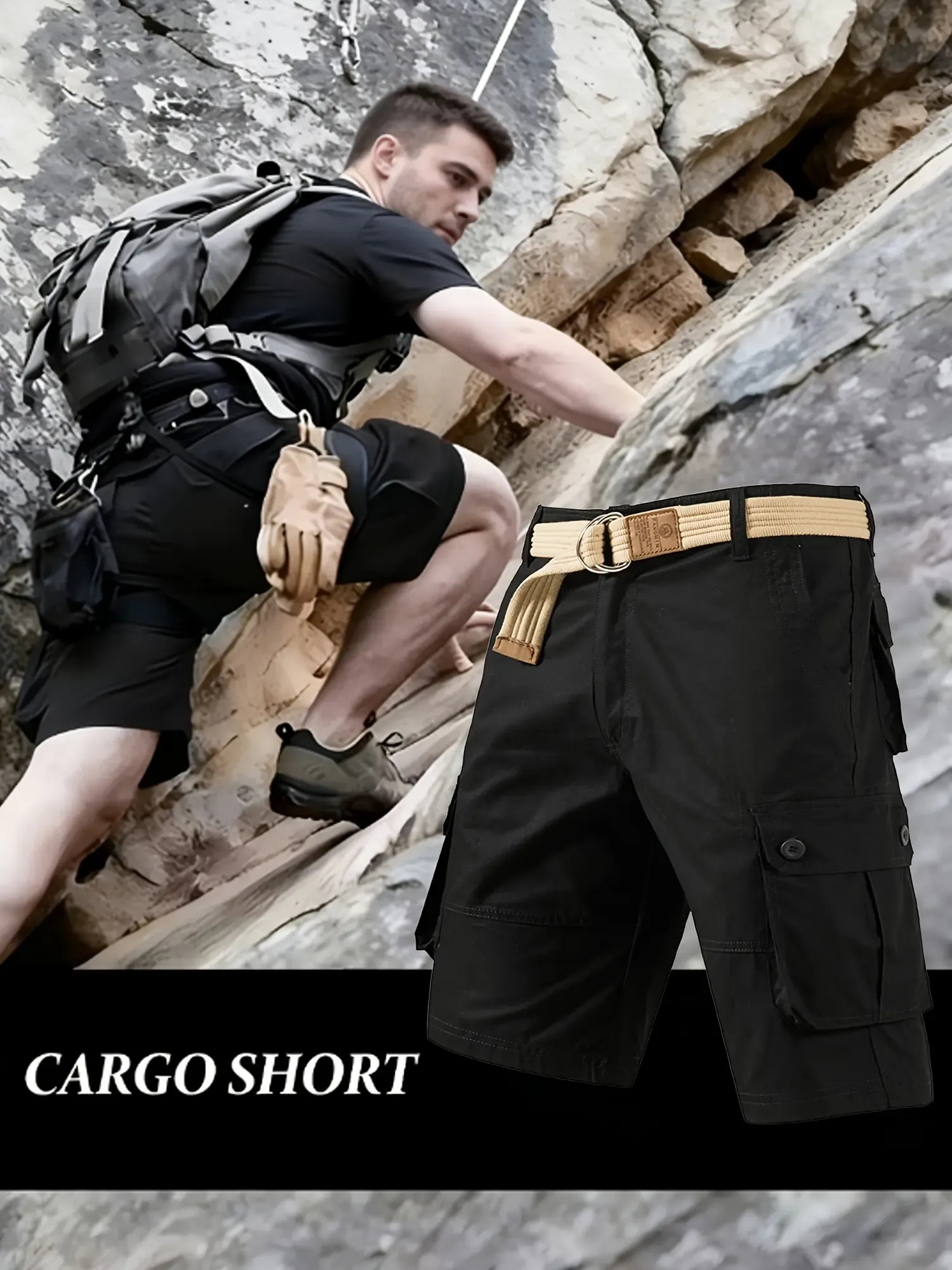 Paquete de 6 pantalones cargo para hombre, shorts tácticos con bolsillos multifuncionales, ideales para golf, senderismo y actividades al aire libre, resistentes, antiarrugas y transpirables