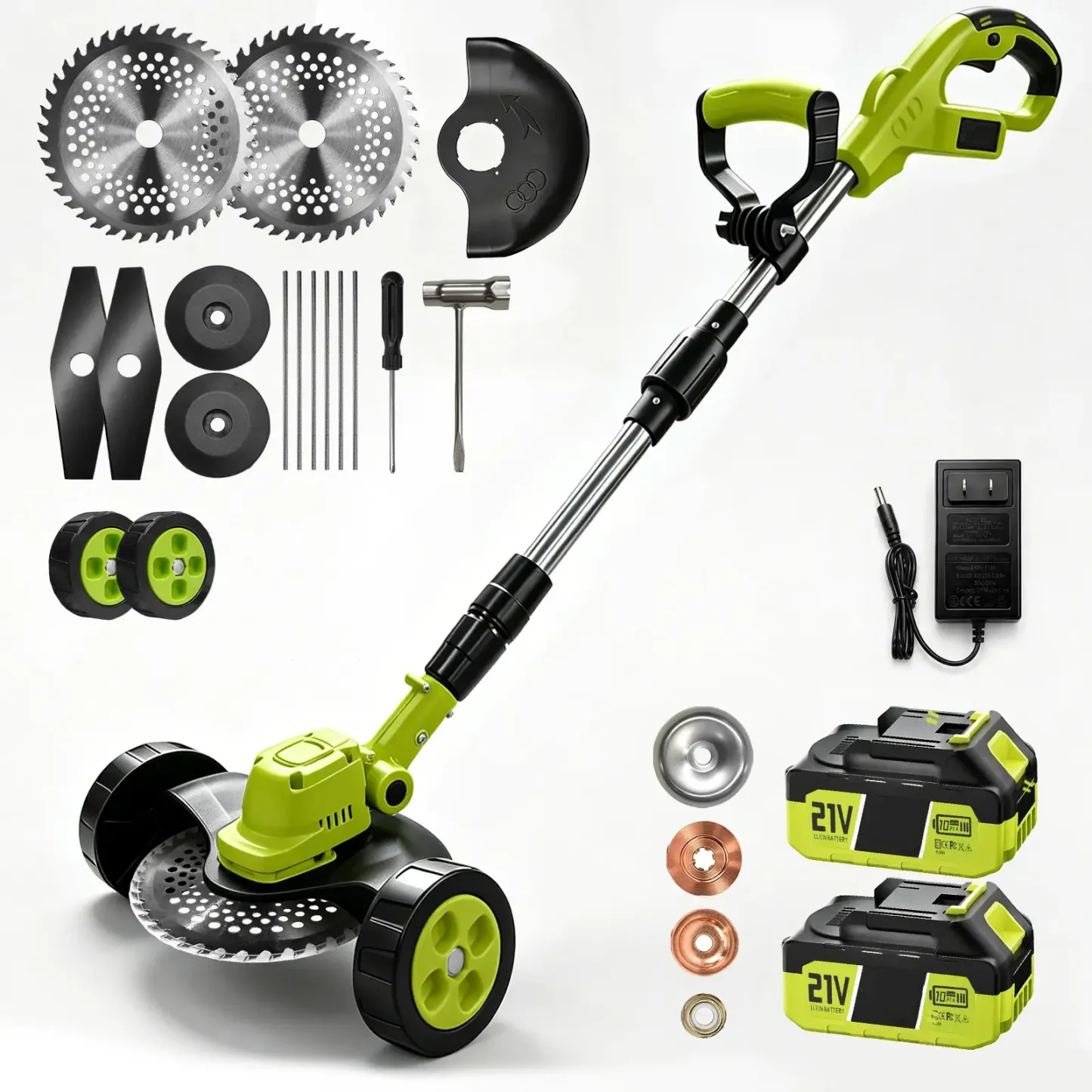 Cortacésped inalámbrico 3 en 1 para jardín (corta, recorta y perfila), con 2 baterías de 21V, ligero para patios pequeños y medianos, regalo ideal para el Día del Padre.