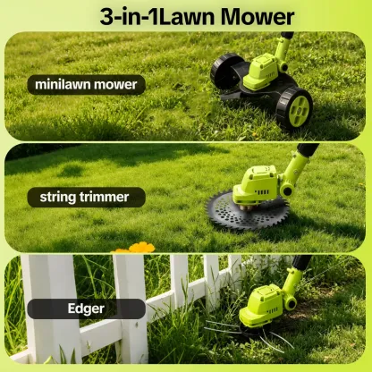Cortacésped inalámbrico 3 en 1 para jardín (corta, recorta y perfila), con 2 baterías de 21V, ligero para patios pequeños y medianos, regalo ideal para el Día del Padre.