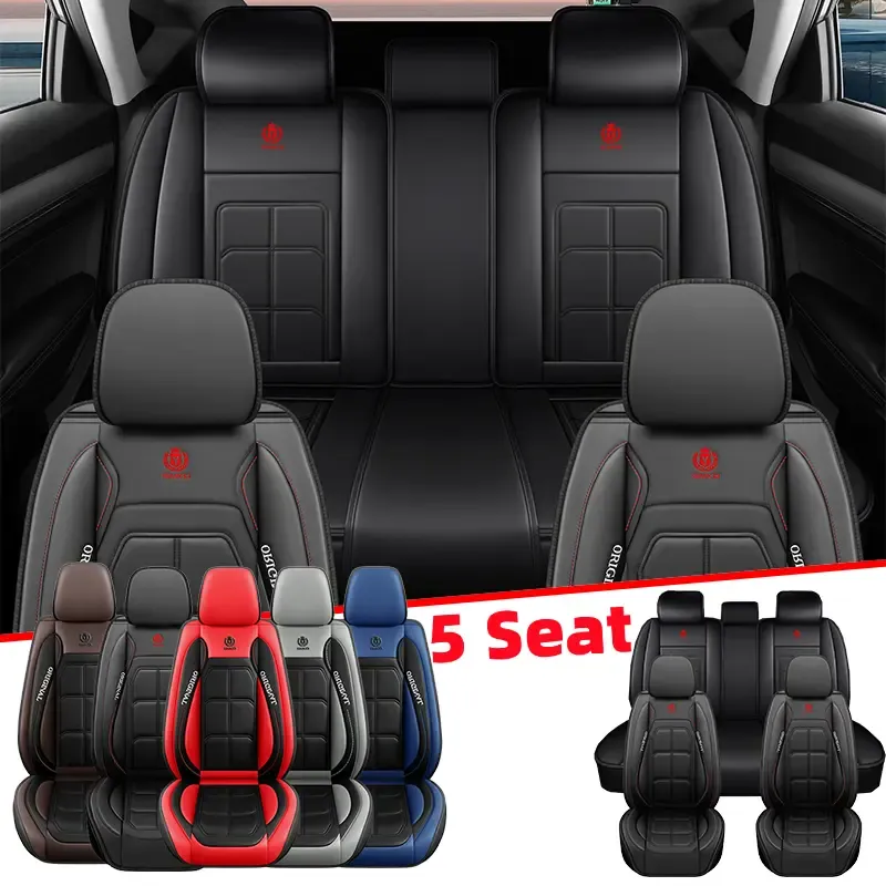 Fundas de Piel PU para Auto, Impermeables, Cobertura Completa para 5 Asientos, Ajuste Universal