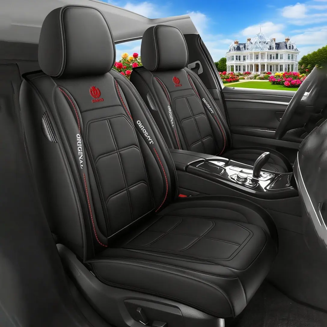 Fundas de Piel PU para Auto, Impermeables, Cobertura Completa para 5 Asientos, Ajuste Universal