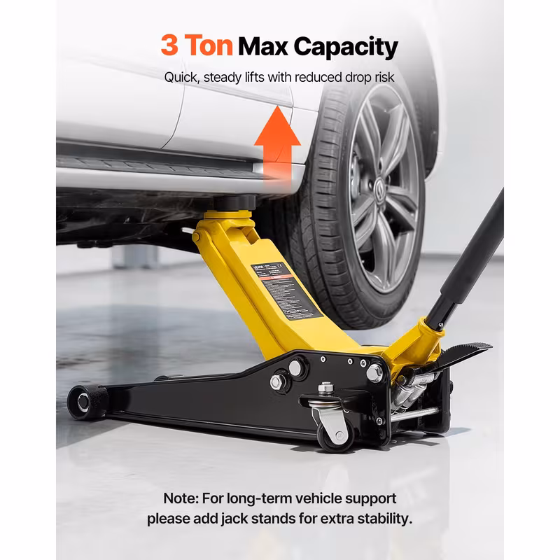 gato de piso de , capacidad de 3 toneladas, gato de piso de con bomba de elevación rápida de pistón y adaptador para suv, gato hidráulico de carro de ruedas para deportivos, camionetas, de elevación de 75-500 mm Detalles del producto 5