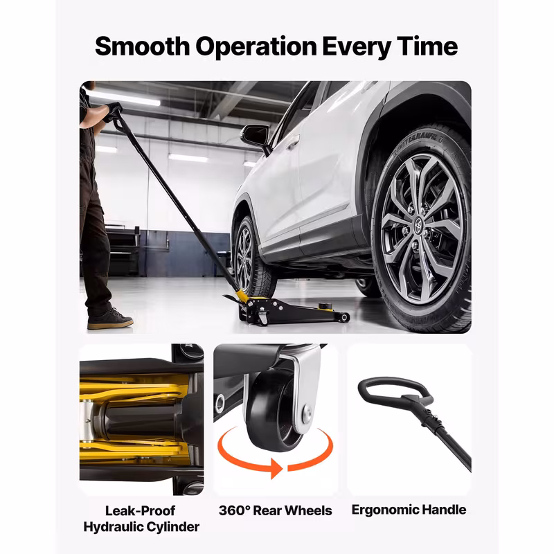 gato de piso de , capacidad de 3 toneladas, gato de piso de con bomba de elevación rápida de pistón y adaptador para suv, gato hidráulico de carro de ruedas para deportivos, camionetas, de elevación de 75-500 mm Detalles del producto 2