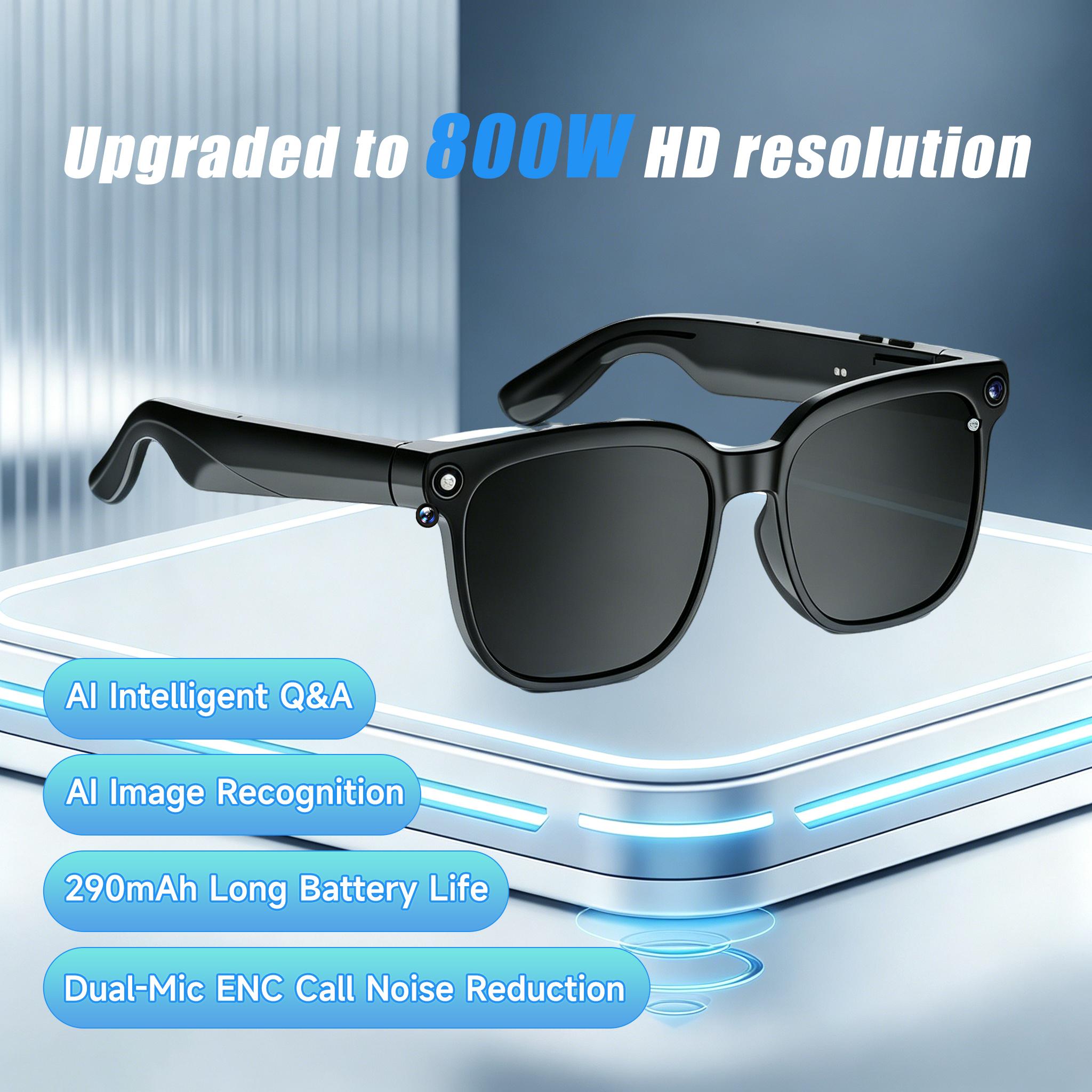 JEYUIN Smart Camera Glasses with Bluetooth Audio, Hands-Free Photo and Video Capture Wearable for Travel, Outdoor and Daily Use, Includes Translation Feature Support, Compatible with iPhone & Android