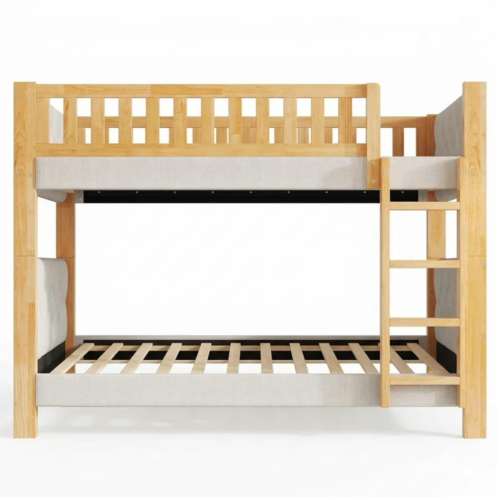Zweistöckiges Kinderbett mit Sicherheitspolster und Treppe