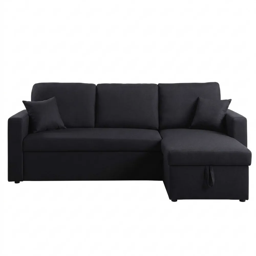 Reversibles Ecksofa mit Schlaffunktion - 3-Sitzer - Schwarz