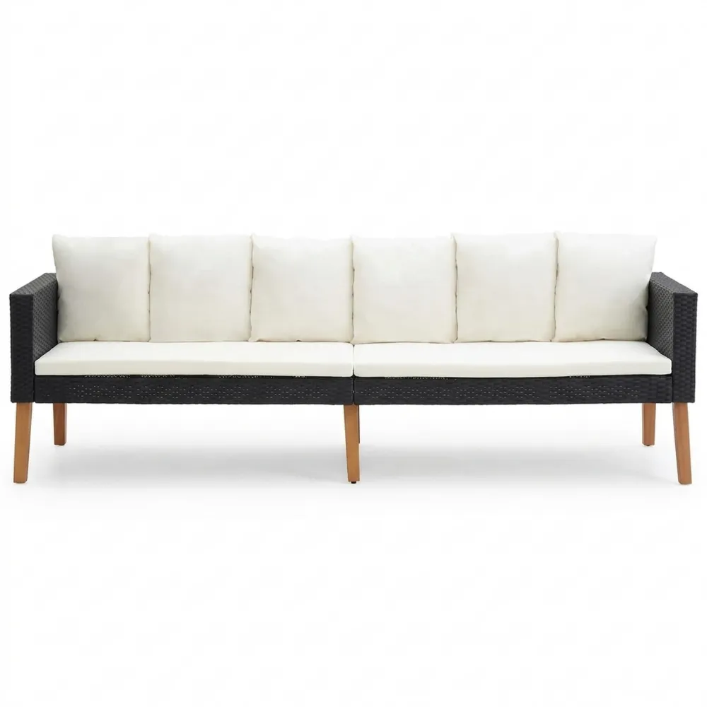 3-Sitzer Gartensofa mit Kissen in Schwarz