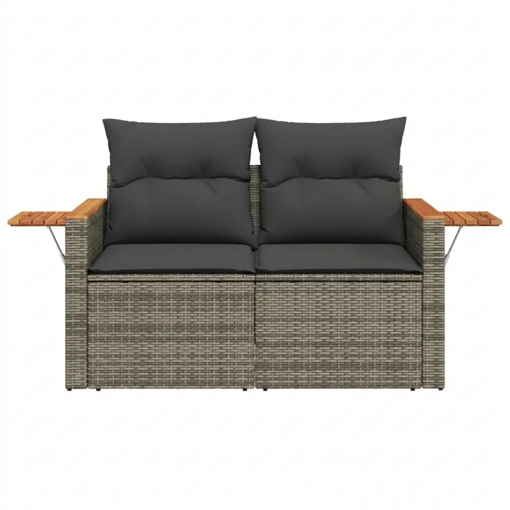 2-Sitzer Gartensofa mit abnehmbarem Bezug, wetterfestes Terrassensofa aus Poly Rattan, Grau