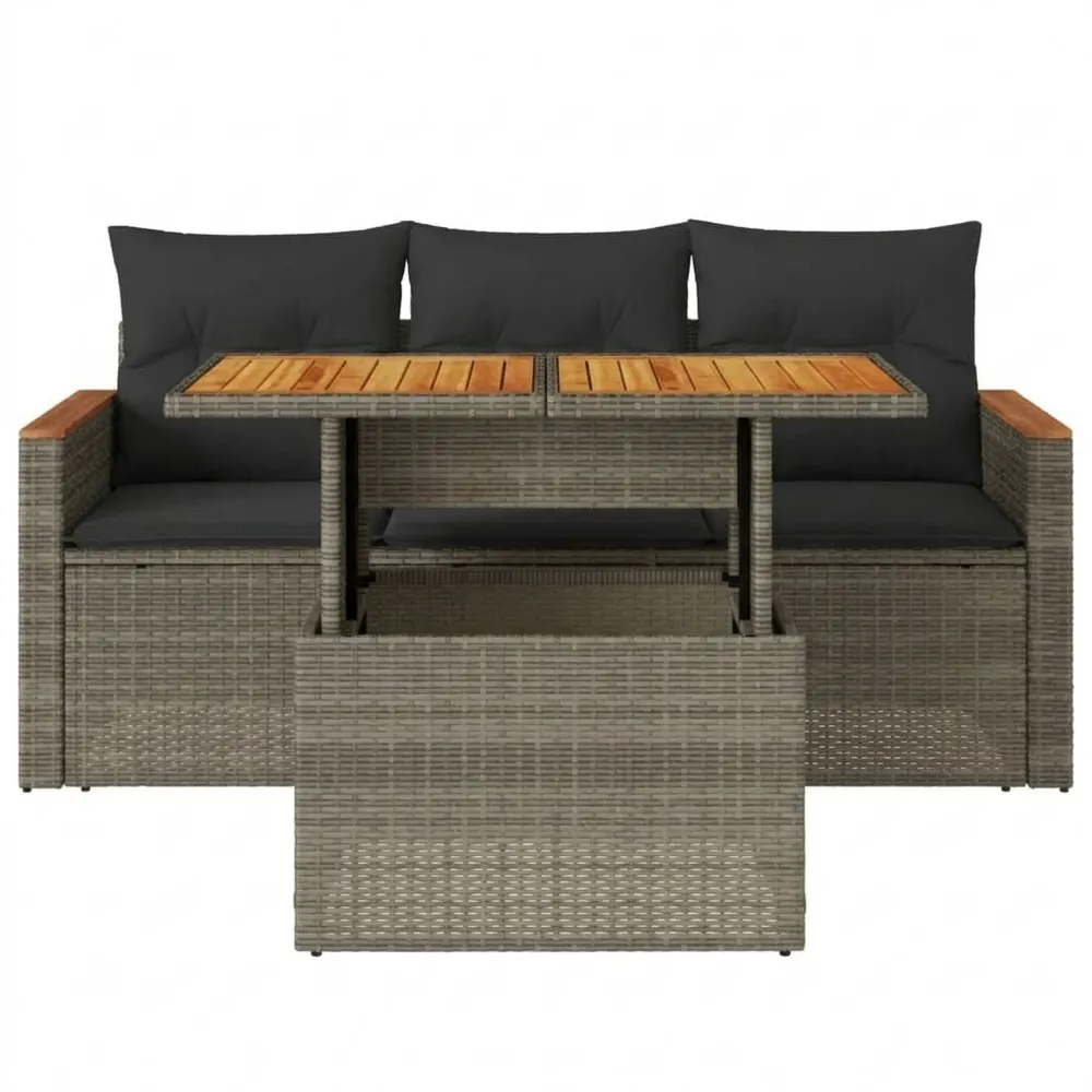 Moderne Garten-Sofagarnitur mit Kissen aus Poly Rattan