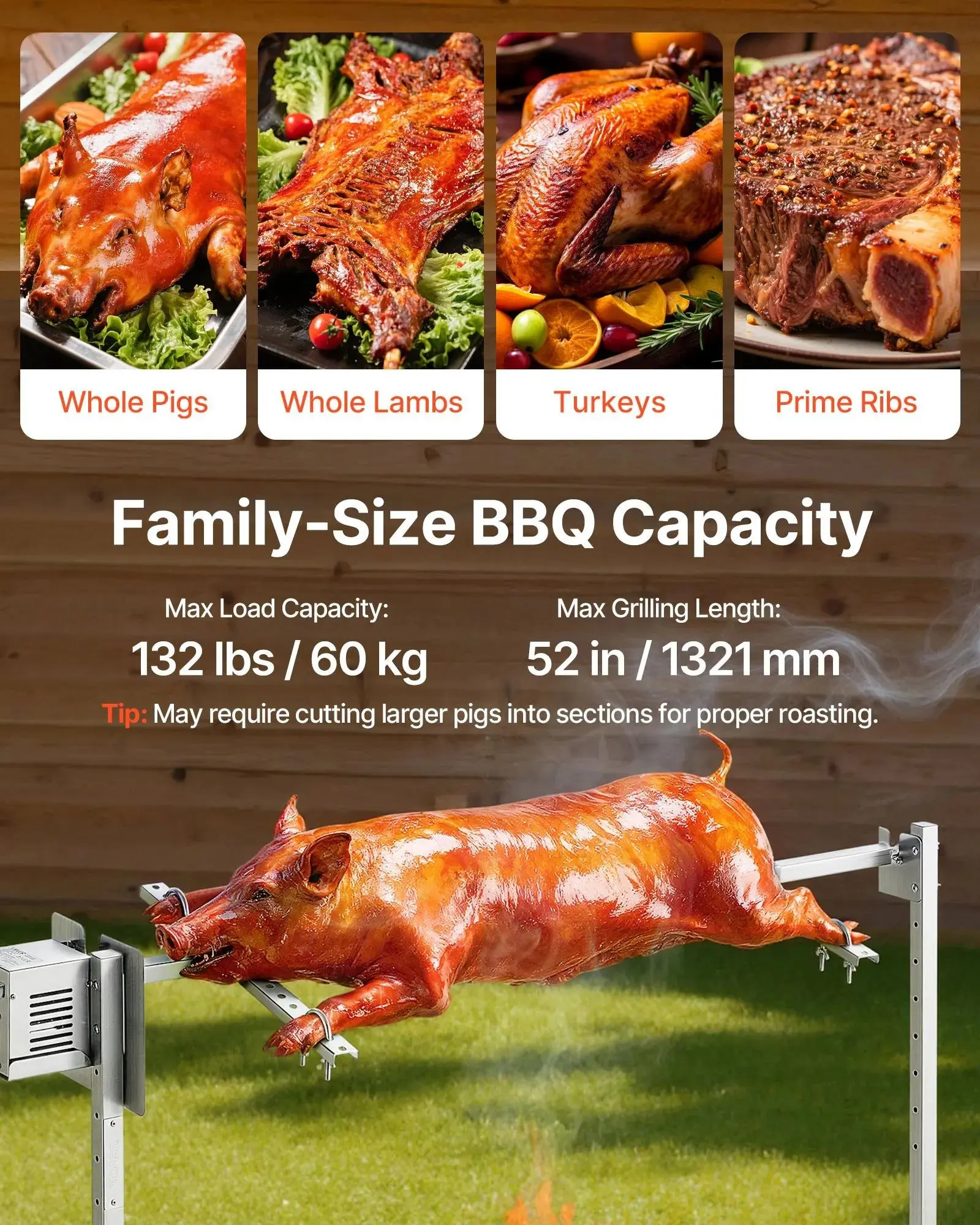 Parrilla giratoria, kit de parrilla giratoria AC120V de 8 niveles de altura, kit de parrilla giratoria para barbacoa con capacidad de carga de 132 lbs, motor de 38W, kits de parrilla automáticos de acero inoxidable para fiestas.