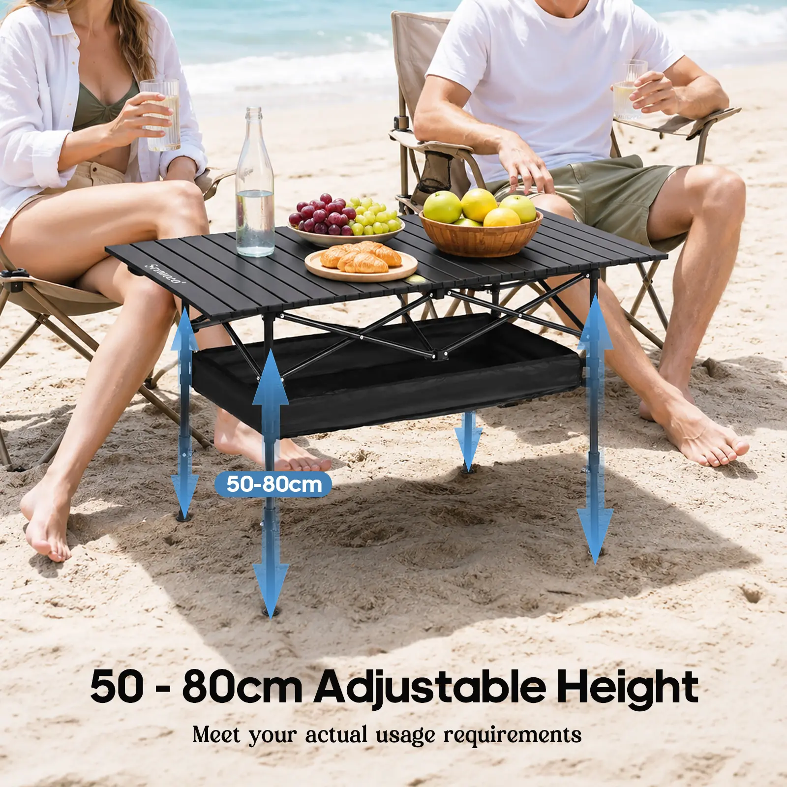 Senmeo Foldable Camping Table Height Adjustable Lightweight Aluminum