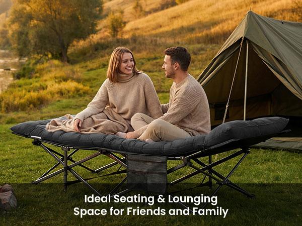 【Summer Sale】Sweetcrispy Camping Cot for Adults, 6 Angle Adjustable Folding Camping Bed with Mattress, Foldable Camping Bed for Camp, Office, Outdoor, Lightweight Camping Cot Supports 450 lbs