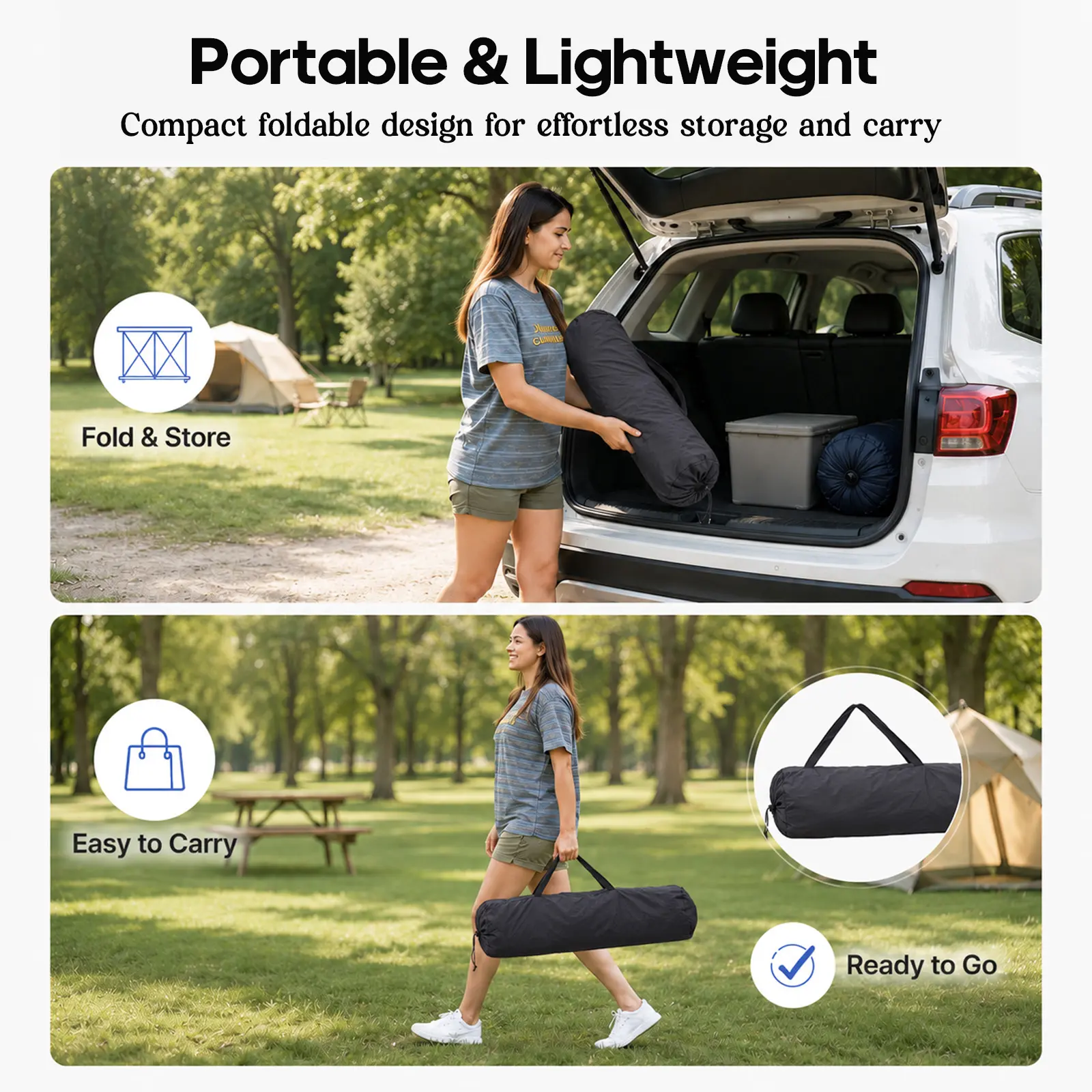 Senmeo Foldable Camping Table Height Adjustable Lightweight Aluminum