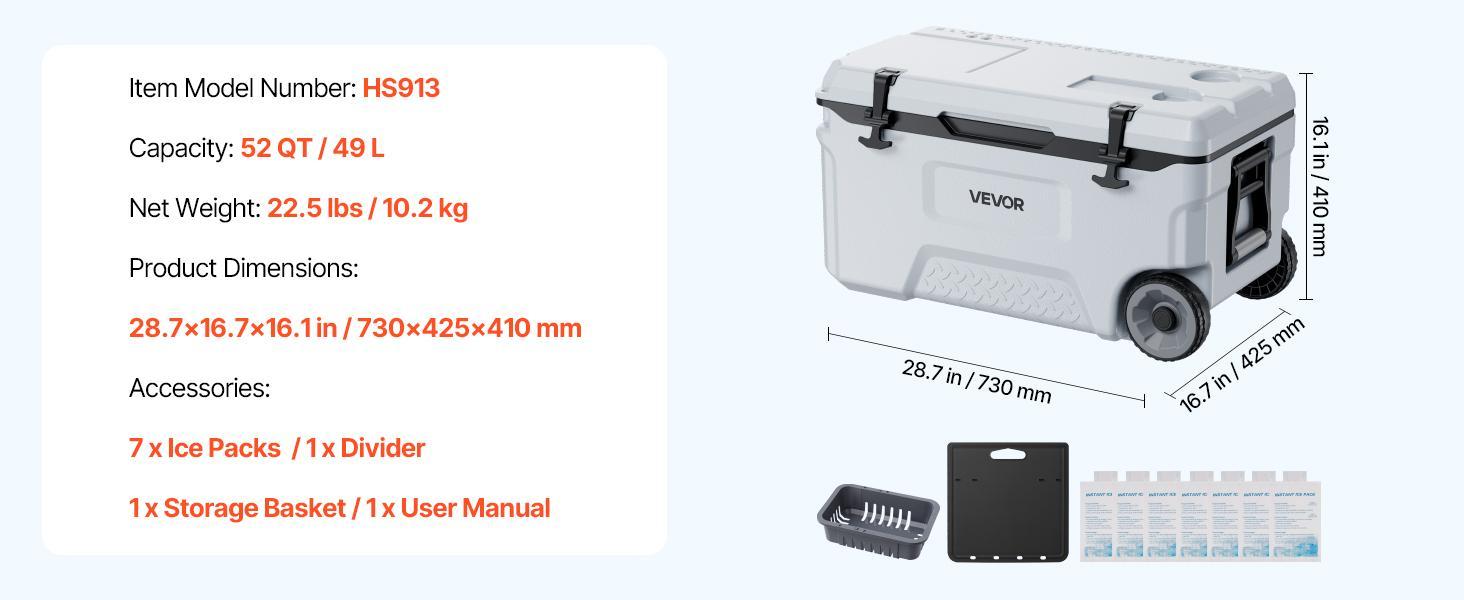 【DealsForYouDays】VEVOR Hard Cooler, 52QT Portable Rolling Cooler with Wheels, Leak-Resistant Coolbox Keeps Contents Cool for 48 Hours, Ice Retention Insulated Chests, Ultra-Light for Outdoor Picnics, Grill, Camping 【DealsForYouDays】VEVOR Hard Cooler, 52QT Portable Rolling Cooler with Wheels, Leak-Resistant Coolbox Keeps Contents Cool for 48 Hours, Ice Retention Insulated Chests, Ultra-Light for Outdoor Picnics, Grill, Camping