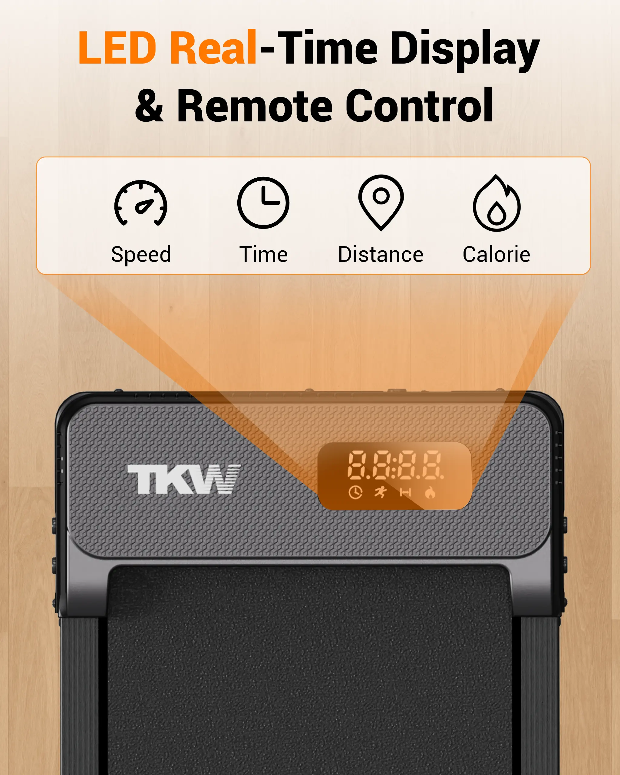 Cinta de correr compacta con inclinación y pantalla LED