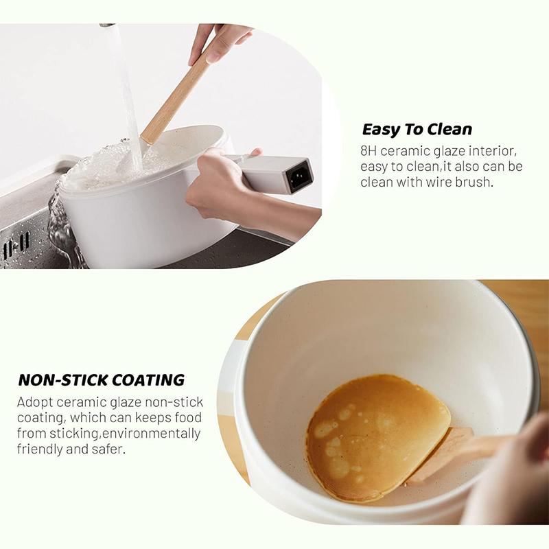 Olayks. Electric Hot Pot,1.5L Mini Hot Pot, Ceramic Glaze Non-stick Portable Pot, Electric Pot for for Steak, Egg, Fried Rice, Oatmeal, Soup,Ramen with Dual Power Control, Electric Pot for Dorm Multifunctional Hot Pot Kitchen Appliances,home essentials