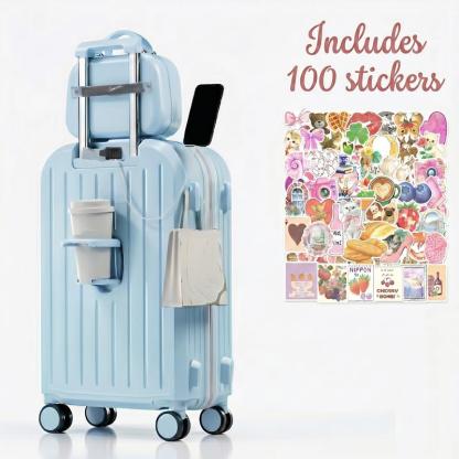 Set de Maletas Rígidas de 2 Piezas de 20", Equipaje de Viaje Ligero con Ruedas 360°, Puerto USB, Portavasos y Cerradura de Seguridad, Disponible en 4 Colores