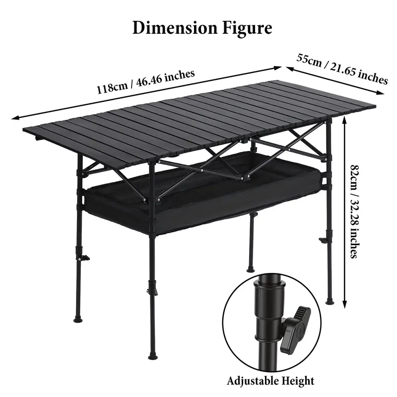 Senmeo Foldable Camping Table Height Adjustable Lightweight Aluminum