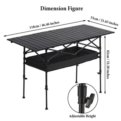 Senmeo Foldable Camping Table Height Adjustable Lightweight Aluminum