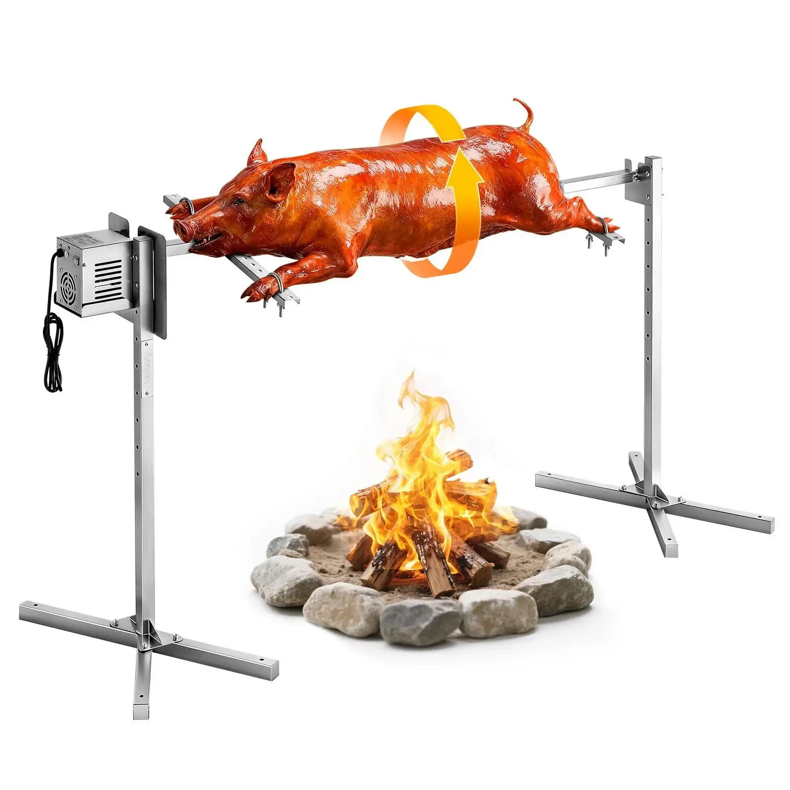 Parrilla giratoria, kit de parrilla giratoria AC120V de 8 niveles de altura, kit de parrilla giratoria para barbacoa con capacidad de carga de 132 lbs, motor de 38W, kits de parrilla automáticos de acero inoxidable para fiestas.