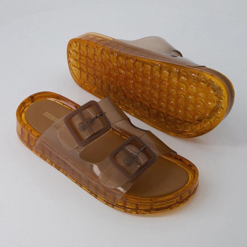 Sandalias tipo Jelly para mujer — Sandalias deslizantes impermeables con doble hebilla ajustable, ideales para la playa, la ducha y uso casual de verano; suaves y con plataforma.